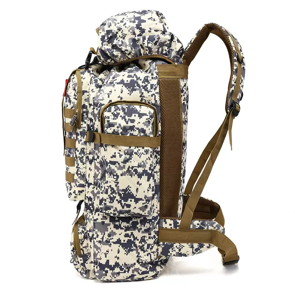 Hátizsák, nagy kapacitású 70 liter szabadtéri álcázás hegymászás táska sport utazótáska katonai képzés rajongó hátizsák, bőrönd Kép 4