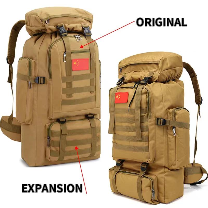 Hátizsák, nagy kapacitású 70 liter szabadtéri álcázás hegymászás táska sport utazótáska katonai képzés rajongó hátizsák, bőrönd Kép 5