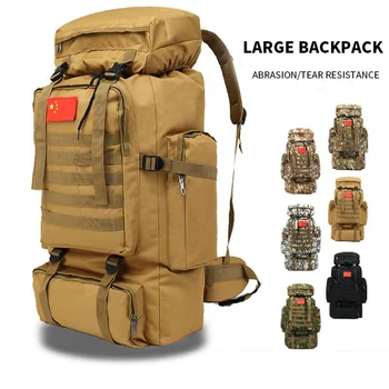 Hátizsák, nagy kapacitású 70 liter szabadtéri álcázás hegymászás táska sport utazótáska katonai képzés rajongó hátizsák, bőrönd