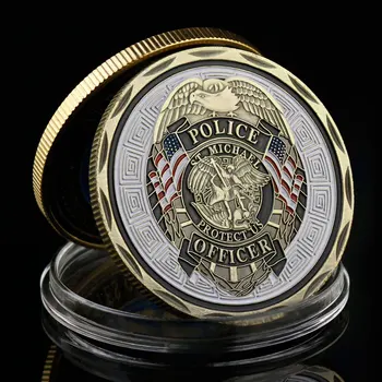 A rendőrség Érme Tiszt Réz Bevonatú Ajándék Védőszentje, a rendvédelmi Gyűjtemény, Emlék, Ajándék Micheal Fém Emlékérme 1