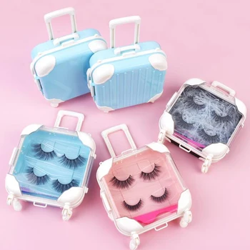 10db műszempillák csomagolás doboz rózsaszín bőrönd szempillák, bőrönd, bunda szempillák csomagolás puha, göndör esetben üres 1
