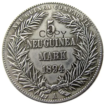 Németország Új-Guinea 5 mark 1894 Egy paradicsommadár Ritka Ezüst Bevonatú Másolás Érmék 2